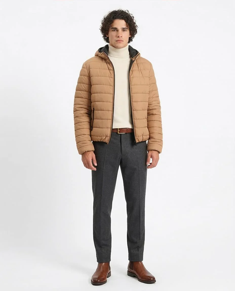 Ravin Men's Lightweight Hooded Puffer Jacket - Camel Tan - R211341 - Image 3