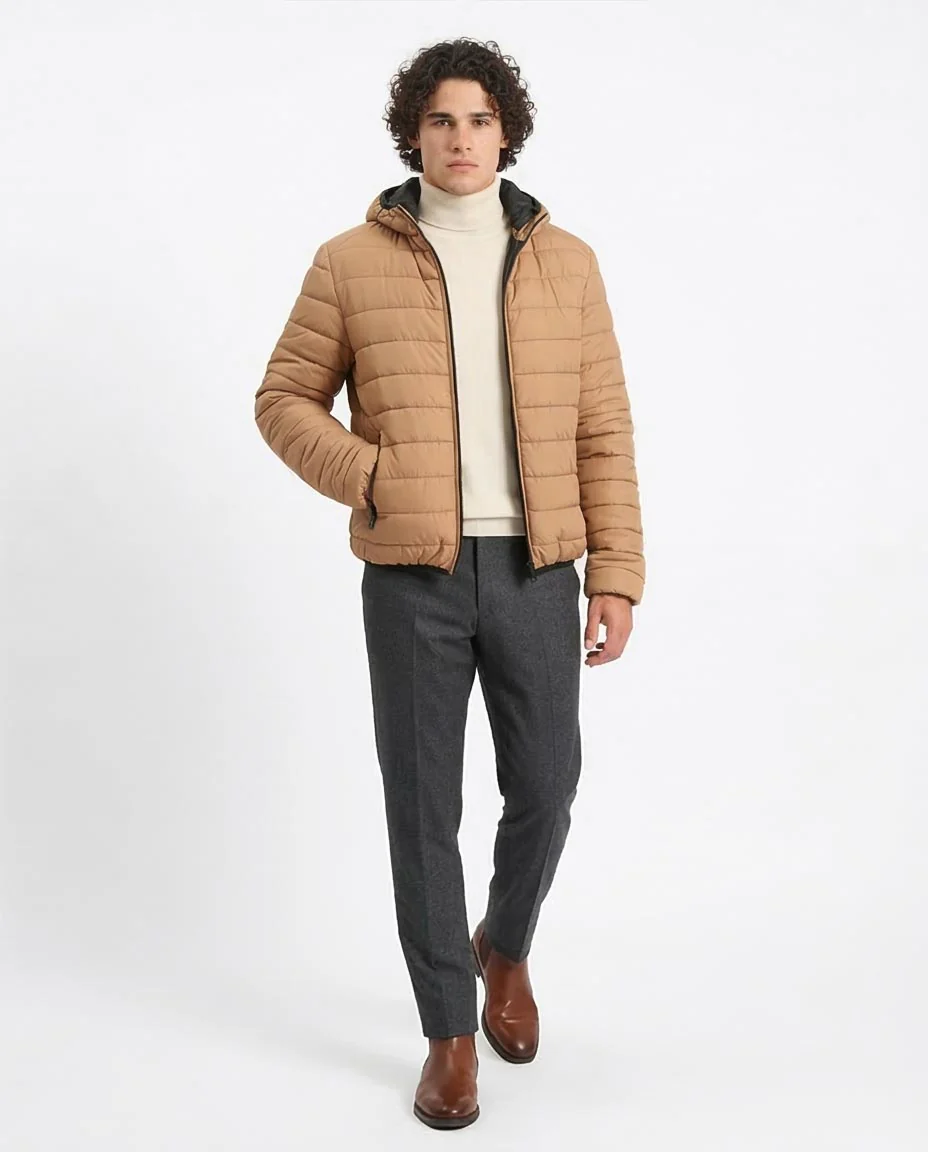 Ravin Men's Lightweight Hooded Puffer Jacket - Camel Tan - R211341 - Image 5