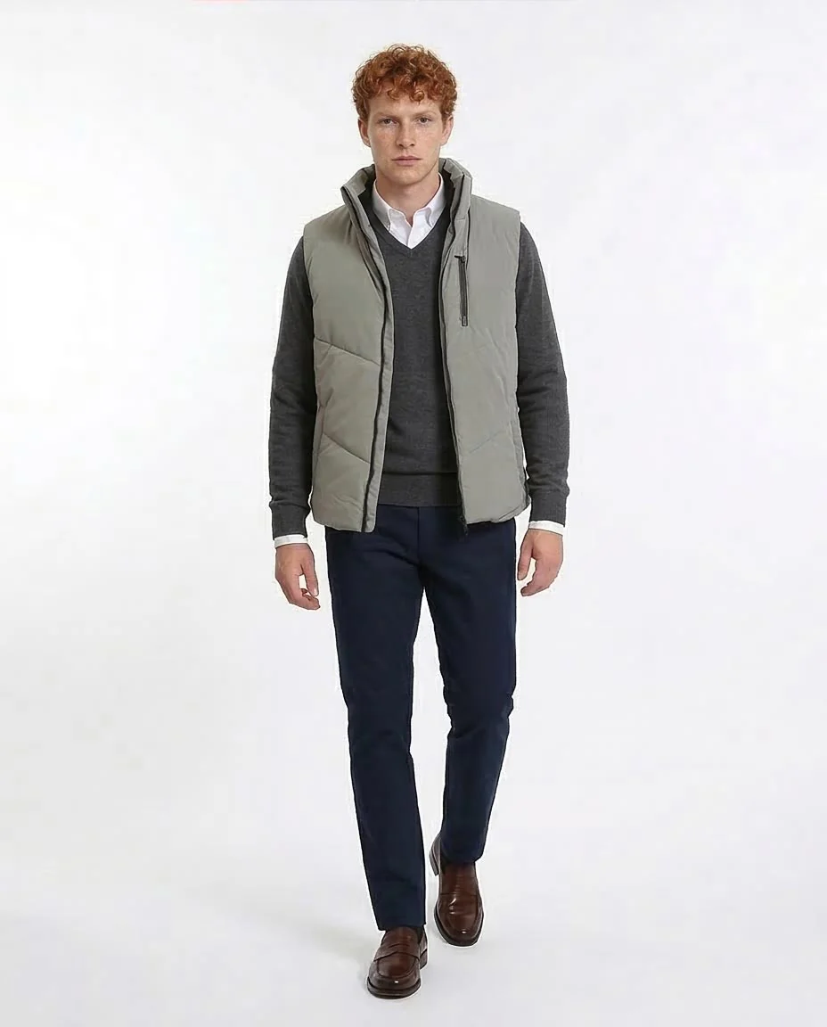 Ravin Men’s Chevron-Quilted Puffer Vest with Detachable Hood - Grey - R211598 - Image 3