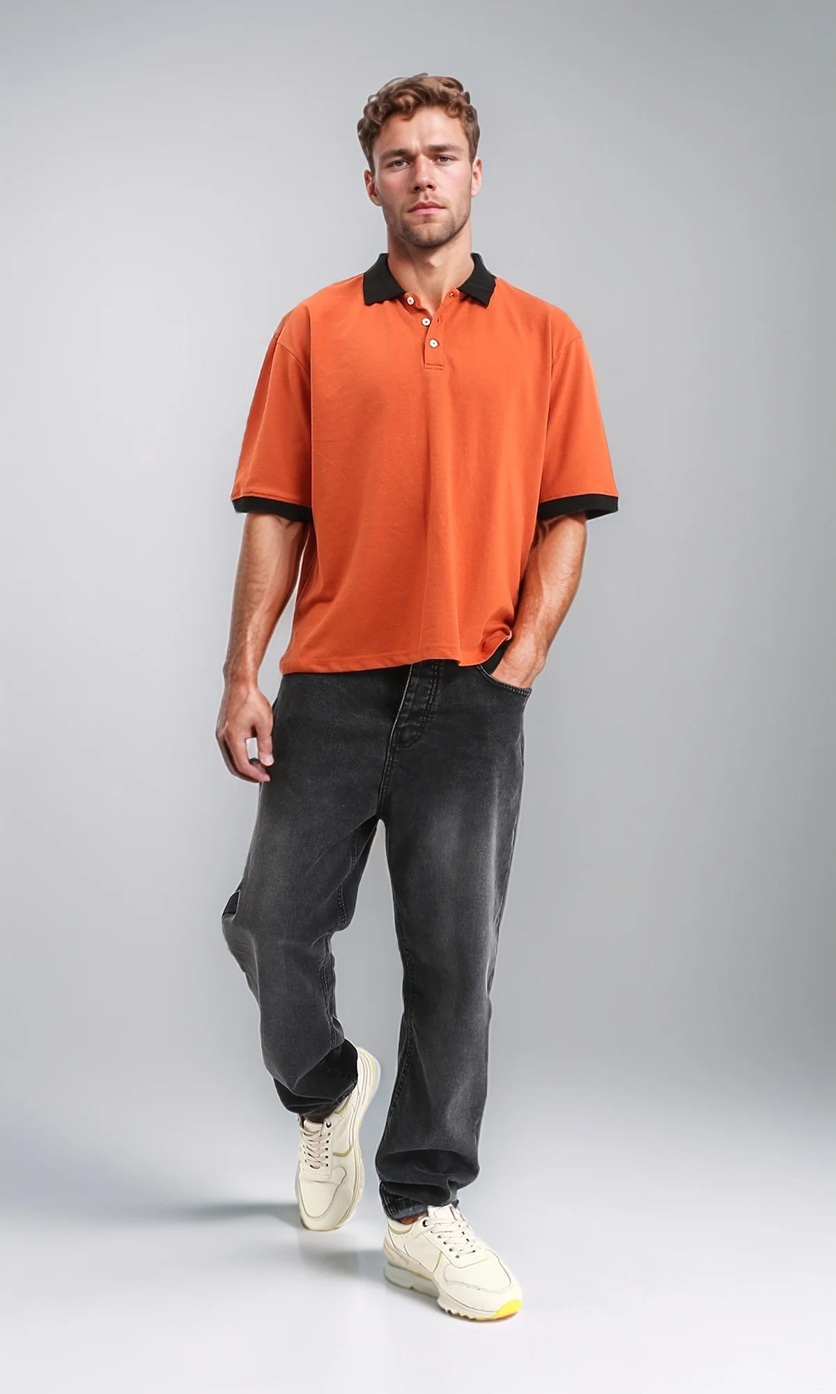 R211716 - Elbow Sleeves Pique Polo Shirt - Hot Orange - Image 4
