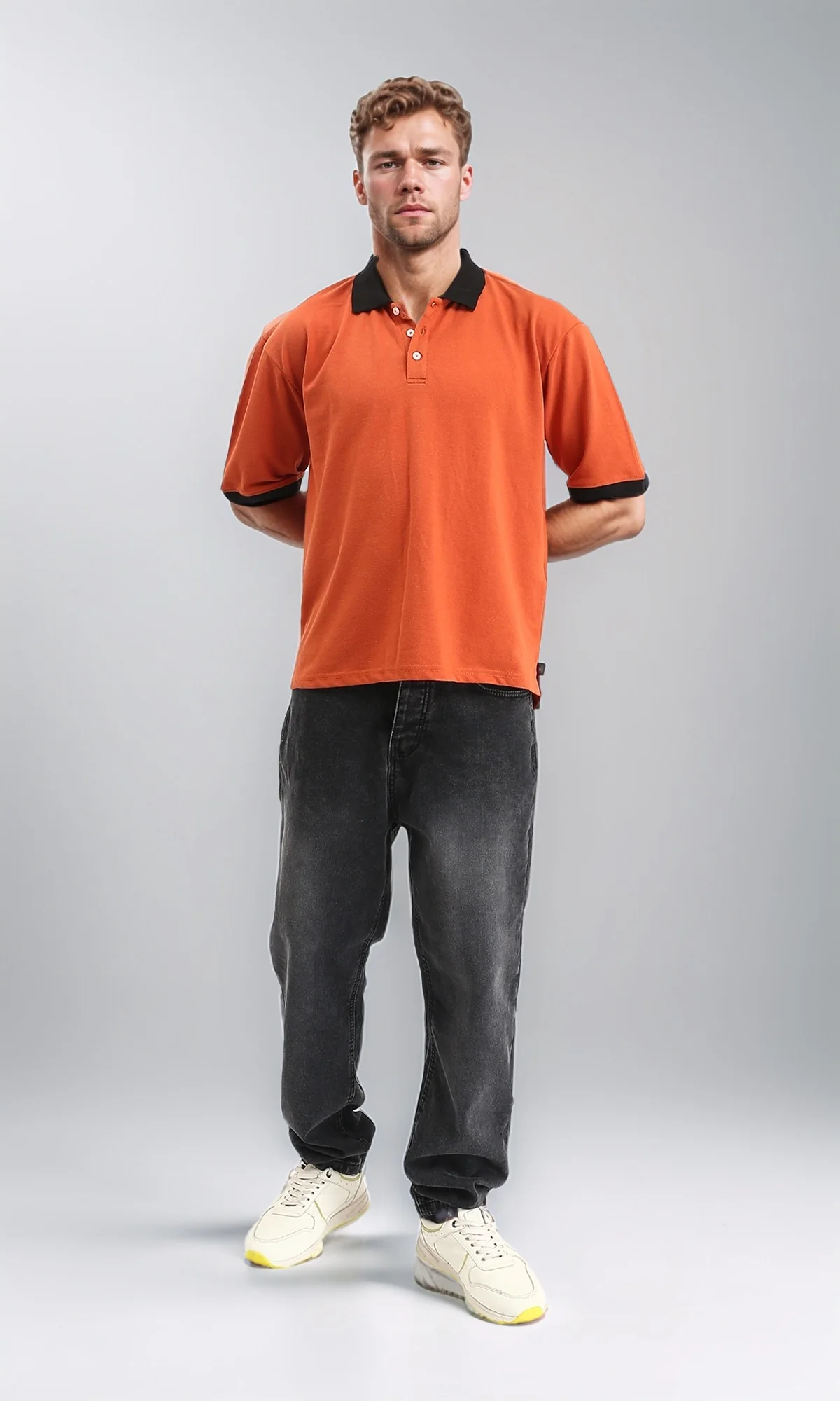 R211716 - Elbow Sleeves Pique Polo Shirt - Hot Orange - Image 5