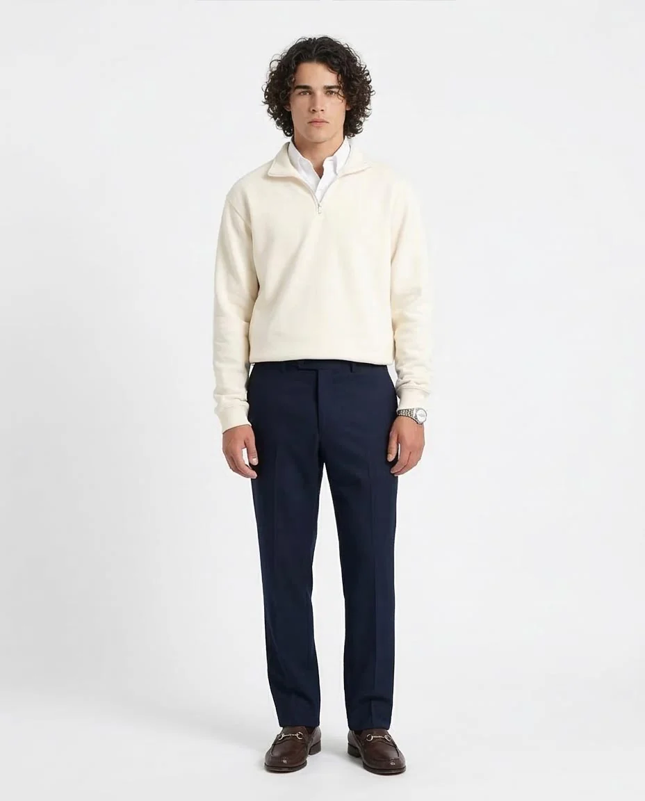 Ravin Men's Premium Heavyweight Quarter-Zip Sweatshirt – Cream - R212023 - Image 3
