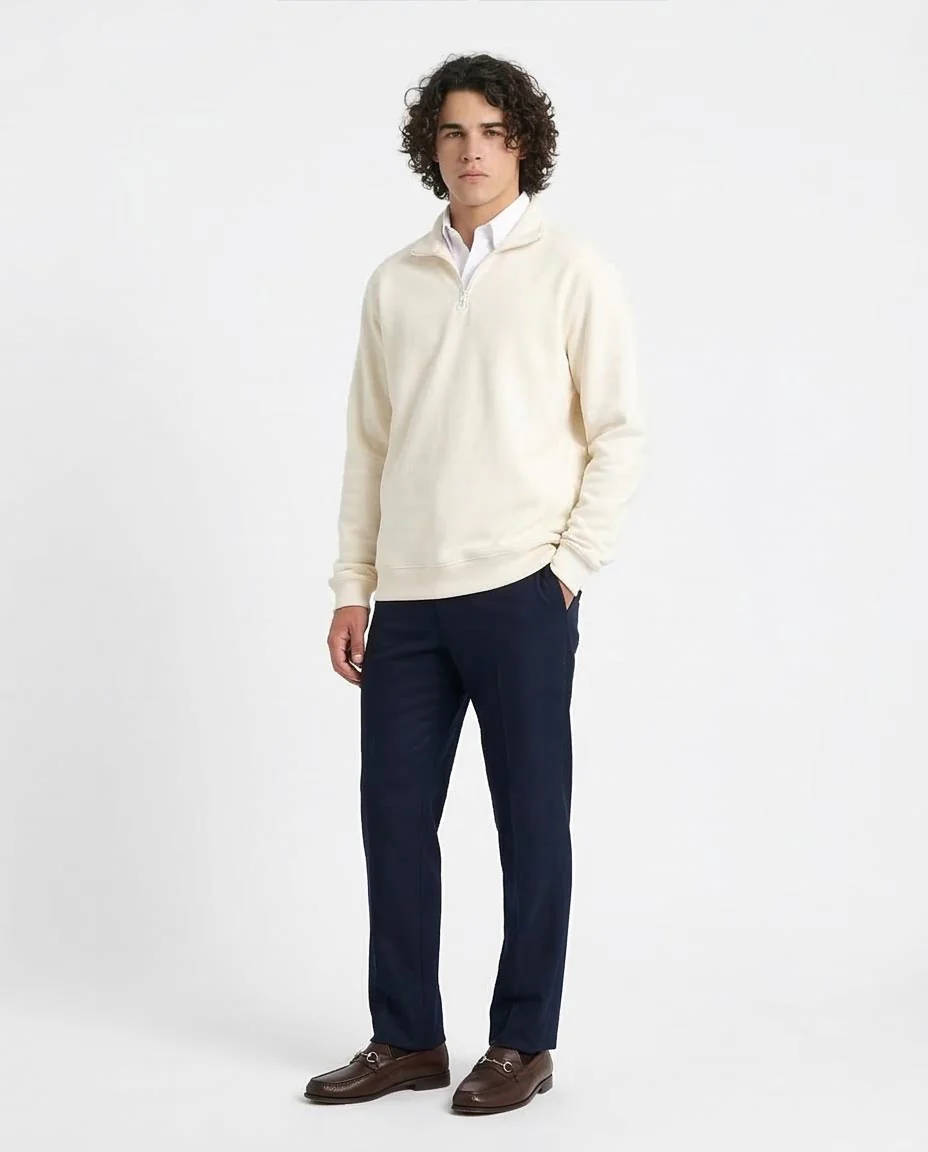 Ravin Men's Premium Heavyweight Quarter-Zip Sweatshirt – Cream - R212023 - Image 5