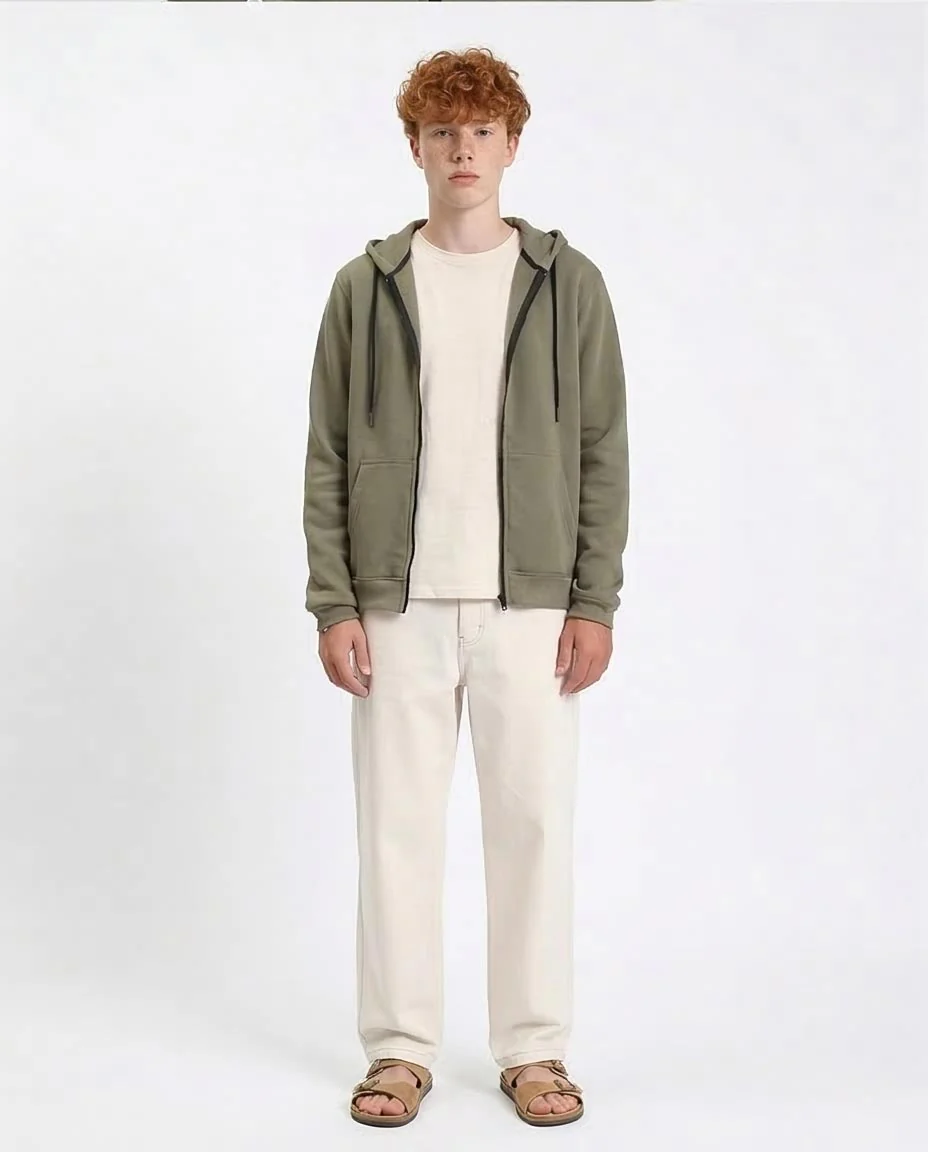 Ravin Men’s Relaxed-Fit Zip-Up Hoodie in Olive Green - R212035 - Image 3