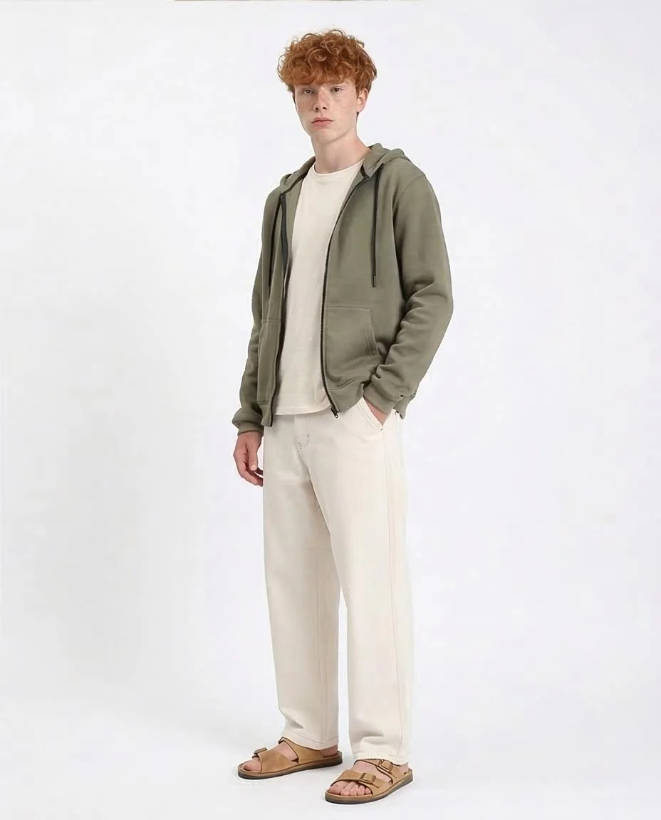 Ravin Men’s Relaxed-Fit Zip-Up Hoodie in Olive Green - R212035 - Image 5