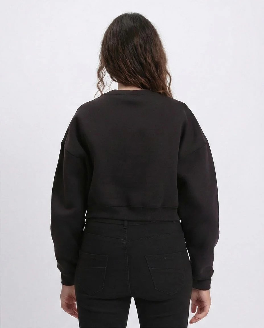Ravin Women’s Sport Luxe Cropped Crewneck Sweatshirt – Black - R212056 - Image 2