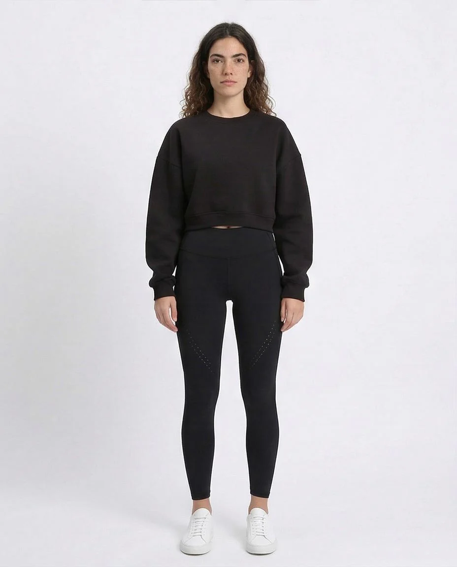 Ravin Women’s Sport Luxe Cropped Crewneck Sweatshirt – Black - R212056 - Image 4
