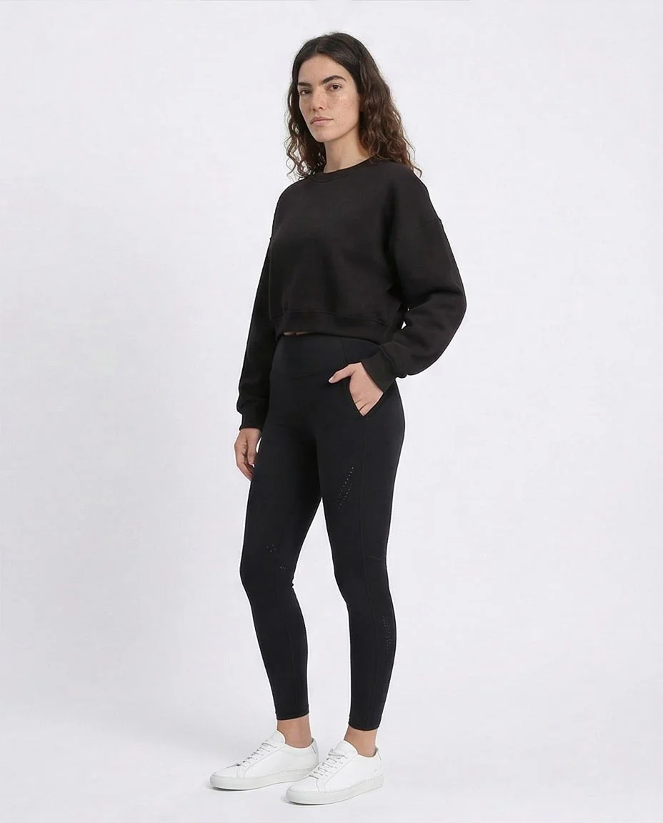 Ravin Women’s Sport Luxe Cropped Crewneck Sweatshirt – Black - R212056 - Image 5