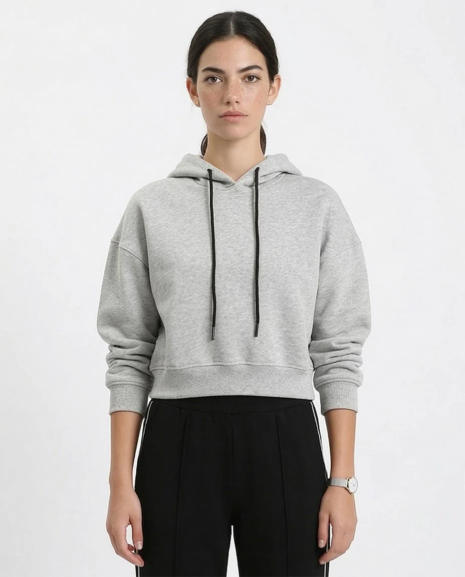 Ravin Women’s Cropped Boxy Hoodie – Light Grey Marl - R212060
