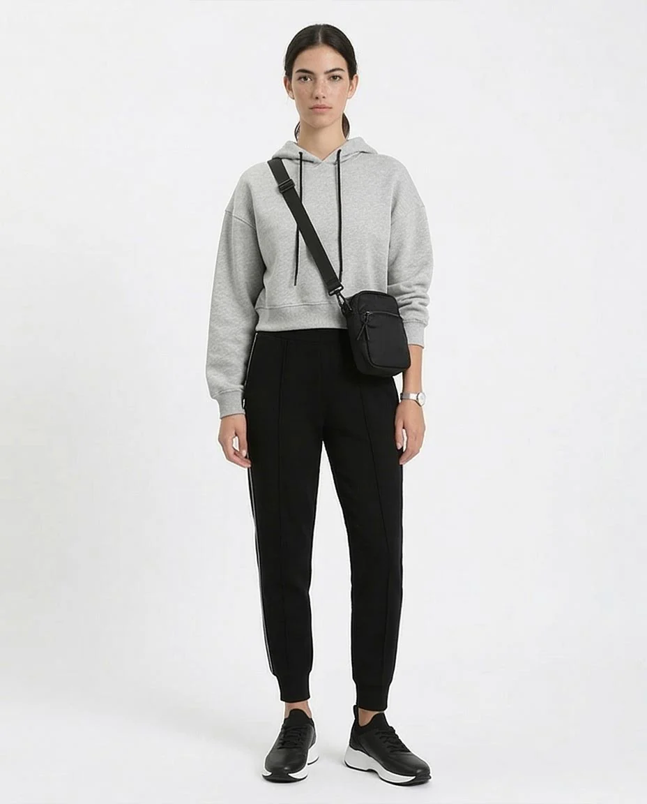 Ravin Women’s Cropped Boxy Hoodie – Light Grey Marl - R212060 - Image 4