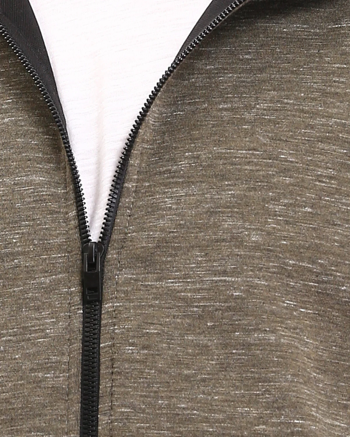 Ravin Men’s Marled Zip-Up Hoodie with Contrast Ribbing – Olive - R212099 - Image 4