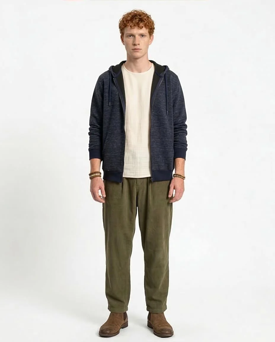 Ravin Men’s Textured Space-Dye Zip-Up Hoodie – Navy - R212100 - Image 3