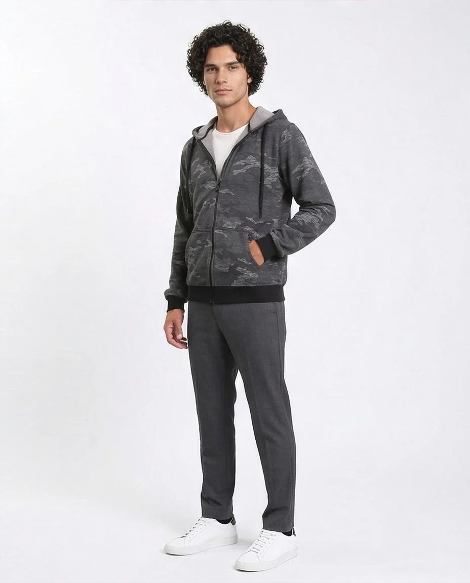 Ravin Men's Camo-Pattern Full-Zip Hoodie with Contrast Ribbing - R212101 - Image 5