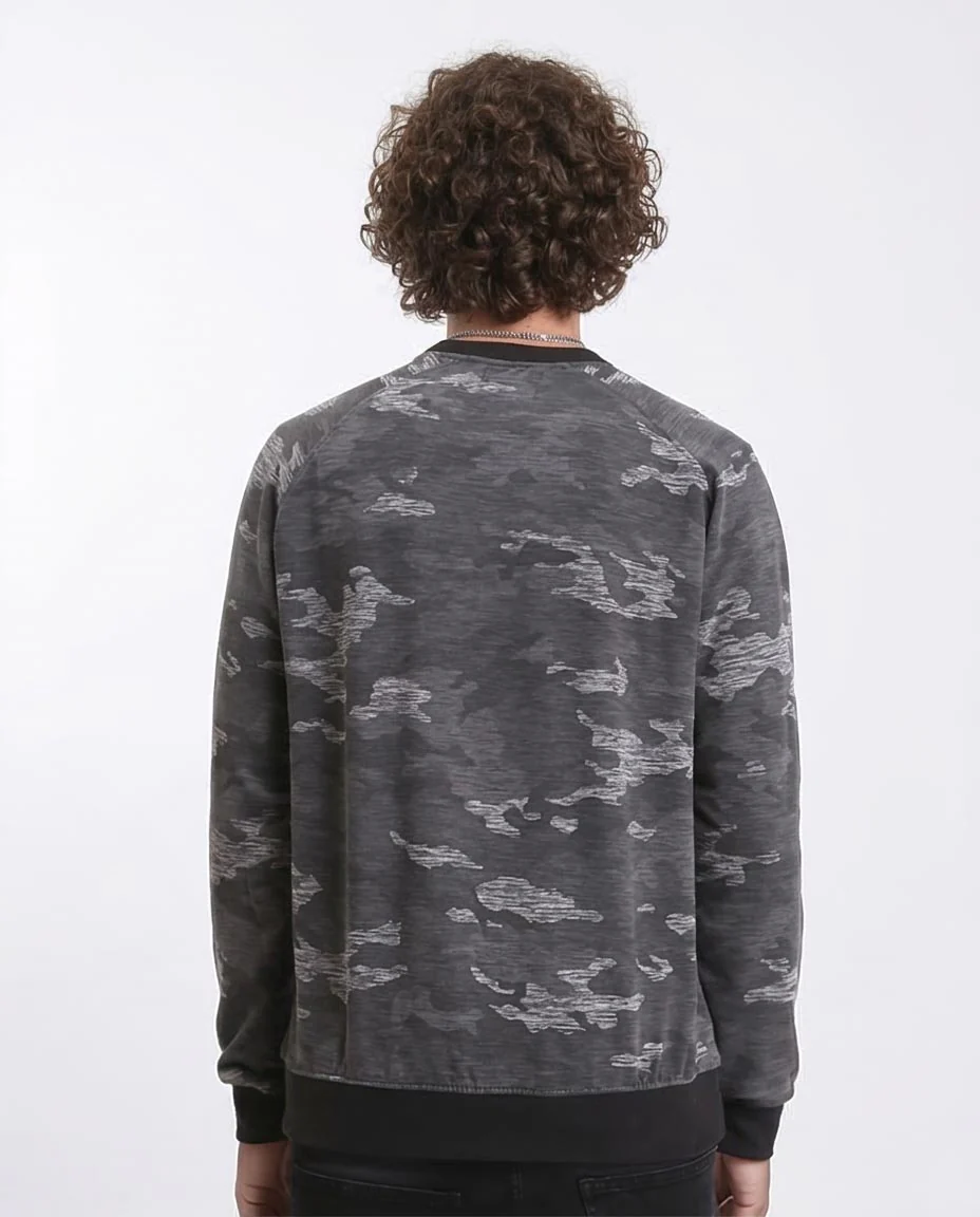 Ravin Men's Camo Raglan Sweatshirt with Static Detailing — Charcoal Grey - R212102 - Image 2