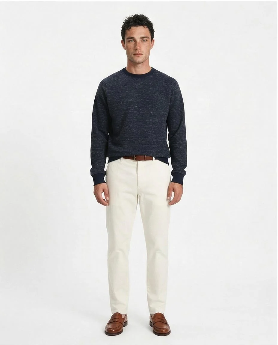 Ravin Men’s Heathered Raglan-Sleeve Navy Sweatshirt – Premium Textured Knit - R212103 - Image 4