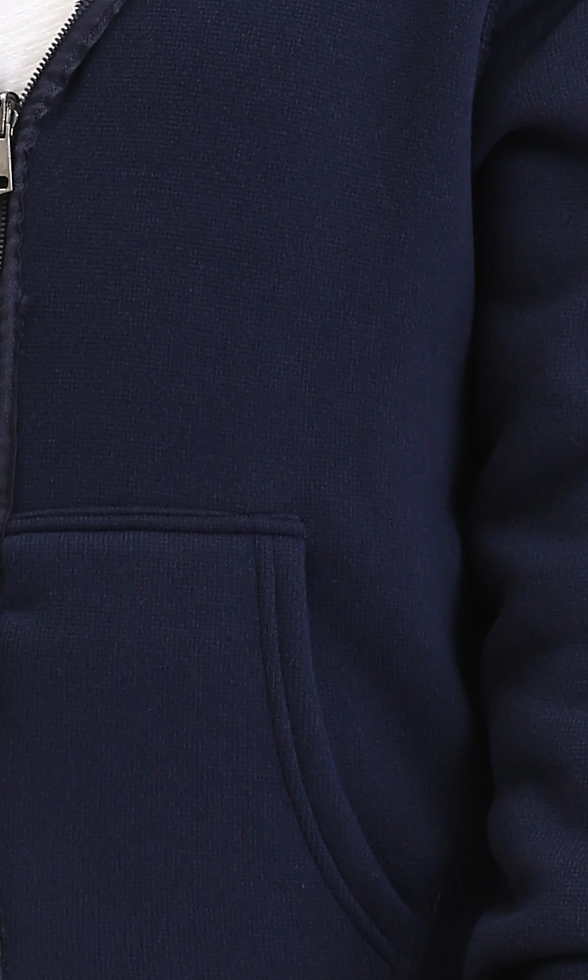 R212108 - Zipped Fur Sweatshirt with Front Pockets - Dark Navy Blue - Image 3