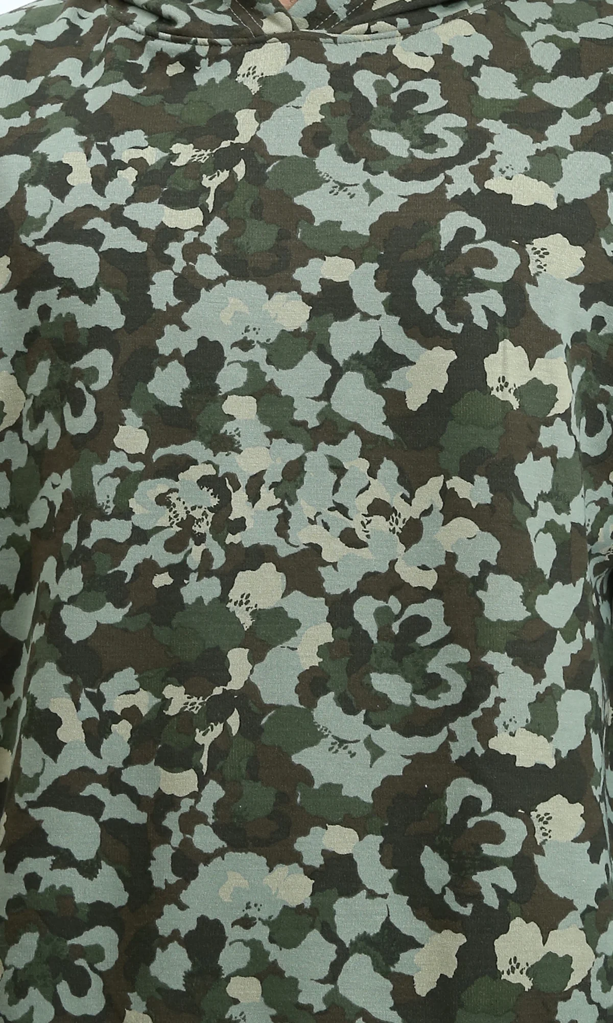 R212110 - Long Sleeves Patterned Winter Hoodie - Mint & Olive - Image 3