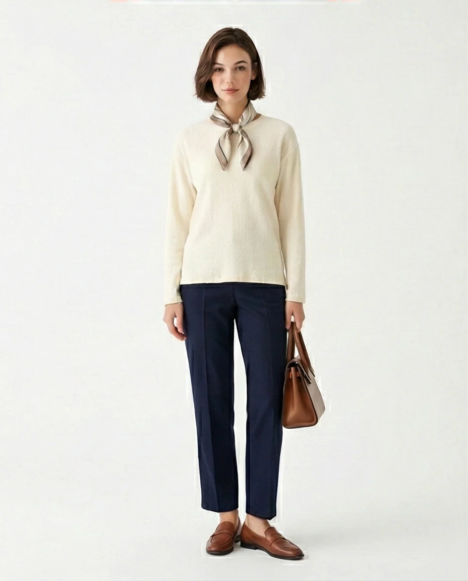 R212118 - Long Sleeves Slip On Long Blouse - Off-White - Image 4
