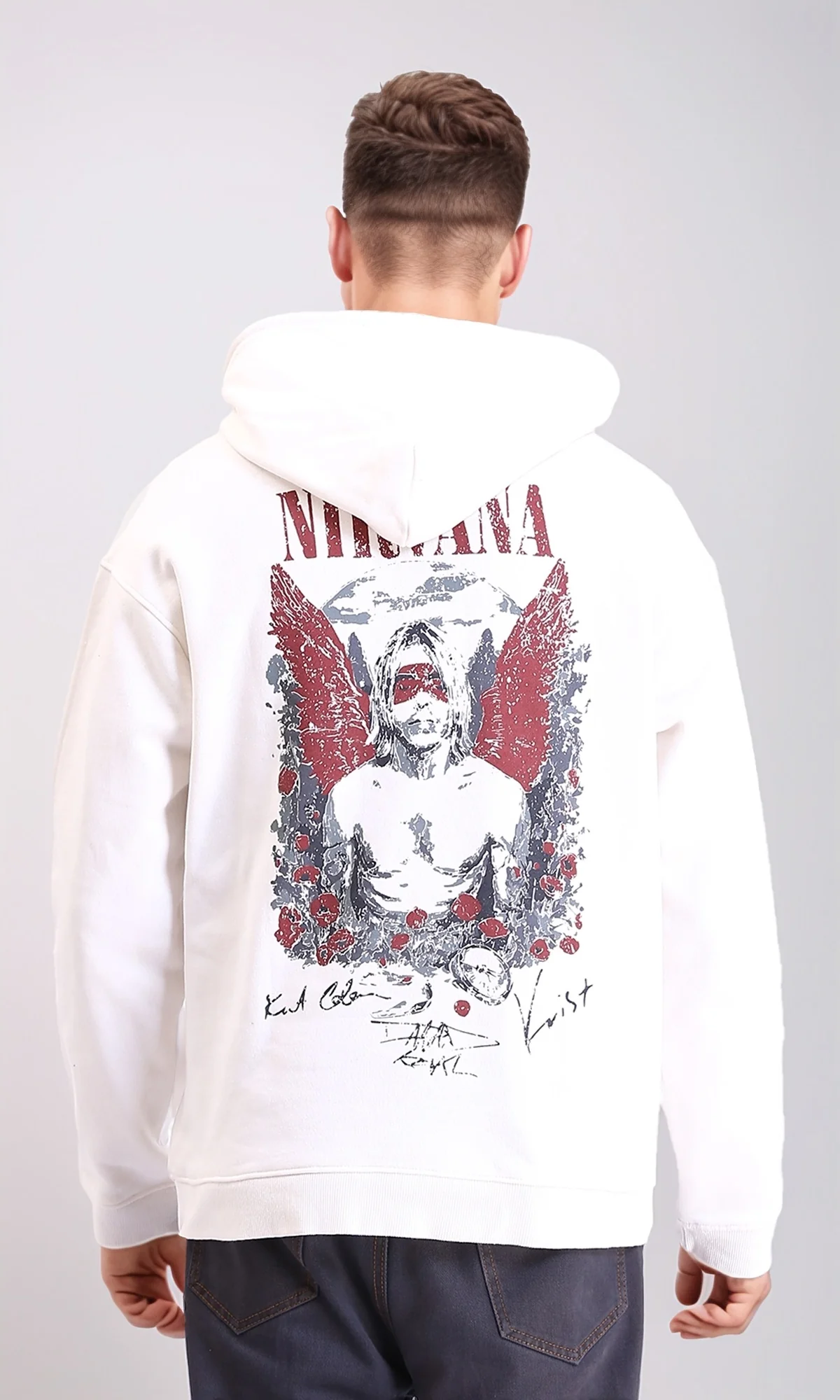 R212187 - Long Sleeves Printed Winter Hoodie - Off-White - Image 2