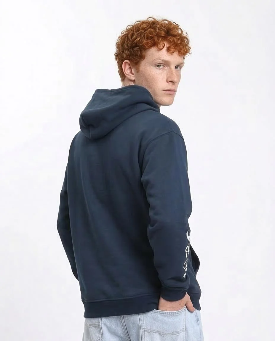 Ravin Men’s Distressed Graphic Hoodie - Navy Blue "HELLSTAR 1981" Streetwear - R212192 - Image 2