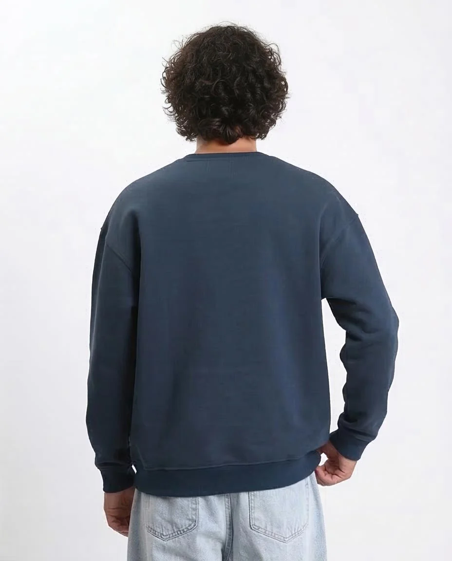 RAVIN | Distressed "19" Star-Stitch Oversized Sweatshirt - Dark Navy Blue - R212200 - Image 2