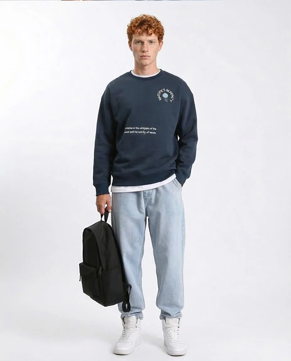 Ravin Nature's Serenity Relaxed Graphic Sweatshirt – Navy - R212201 - Image 3