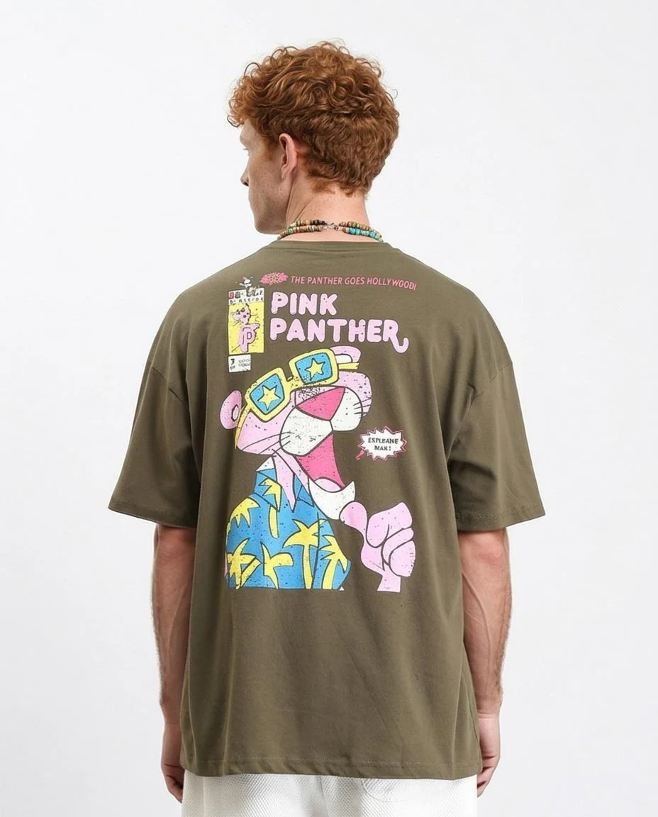 Ravin x Pink Panther | Oversized Graphic T-Shirt in Olive - R212294 - Image 2