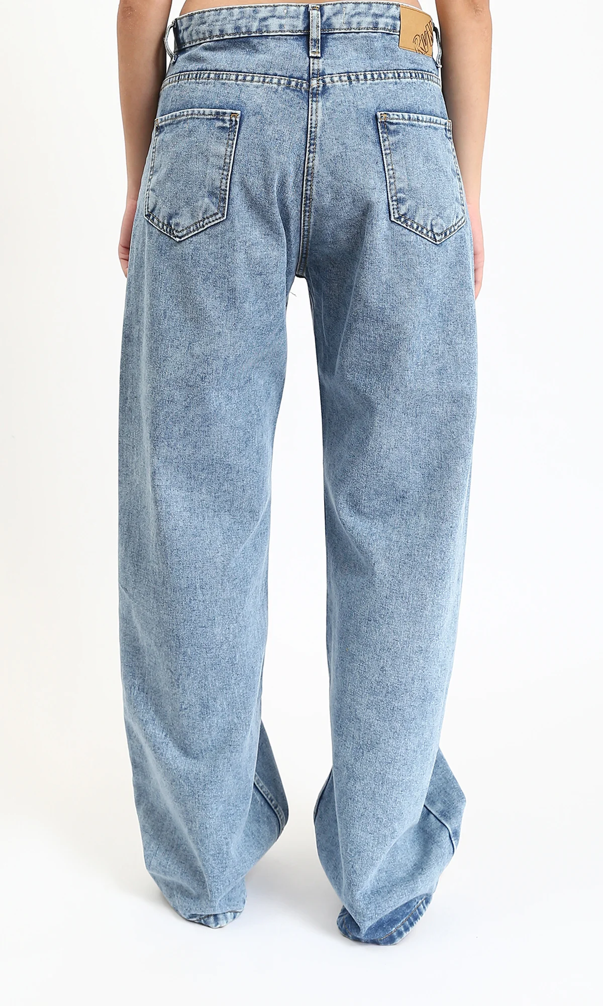 R212316 - Fashionable Solid Wide Leg Jeans - Stonewash - Image 2