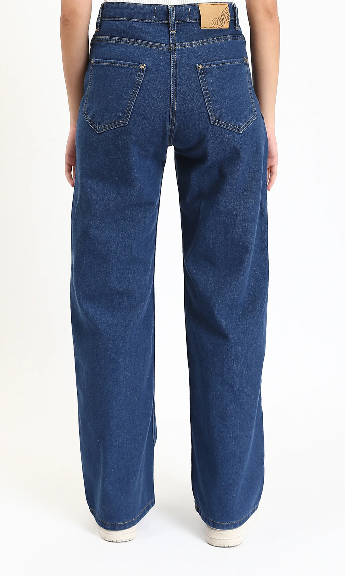 R212317 - Fashionable Solid Wide Leg Jeans - Dark Blue - Image 2