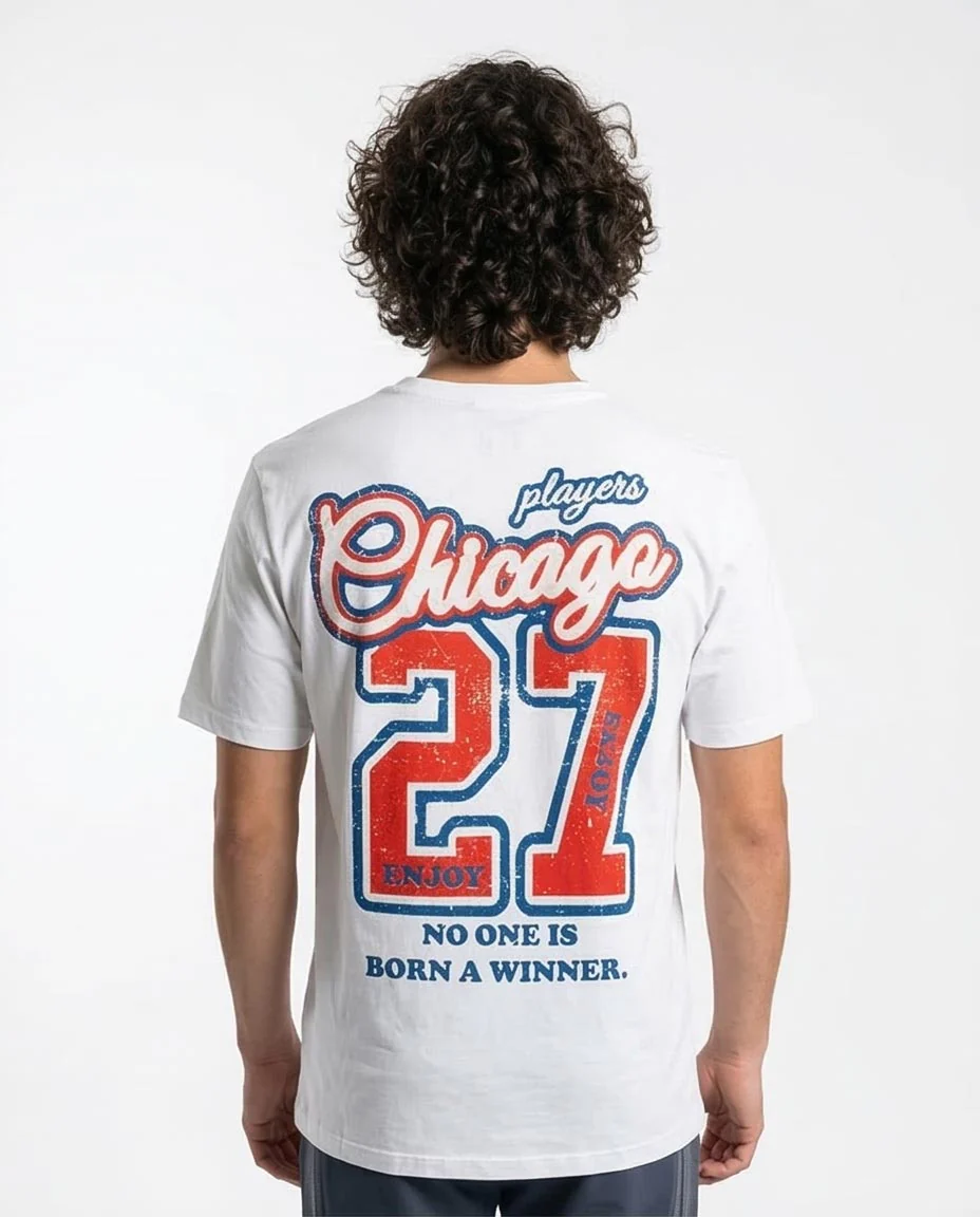 Ravin Men's "Chicago 27" Graphic Cotton T-Shirt - White - R212490 - Image 2