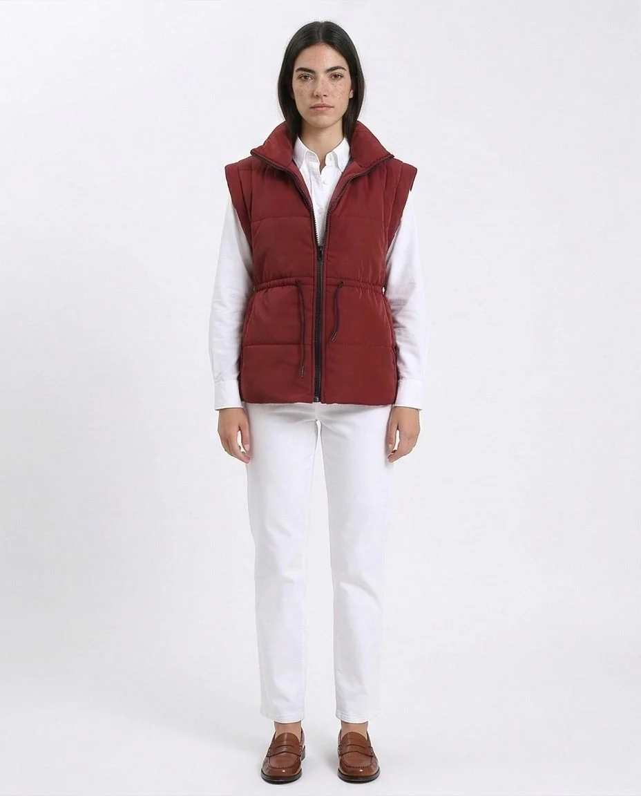 Ravin Women’s Cinched-Waist Padded Puffer Vest – Burgundy - R212524 - Image 4