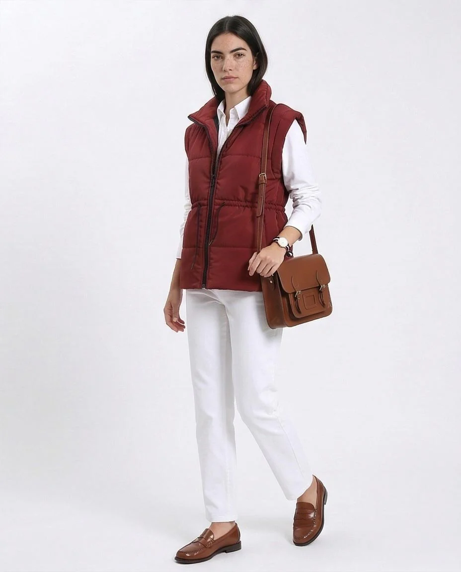 Ravin Women’s Cinched-Waist Padded Puffer Vest – Burgundy - R212524 - Image 5