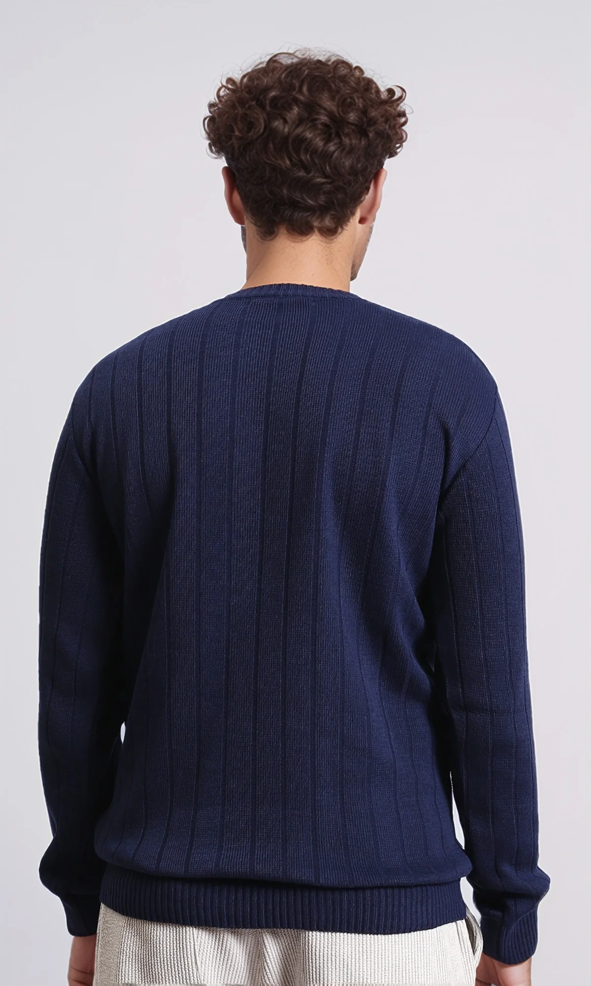 R212600 - Self Striped Winter Basic Pullover - Navy Blue - Image 2