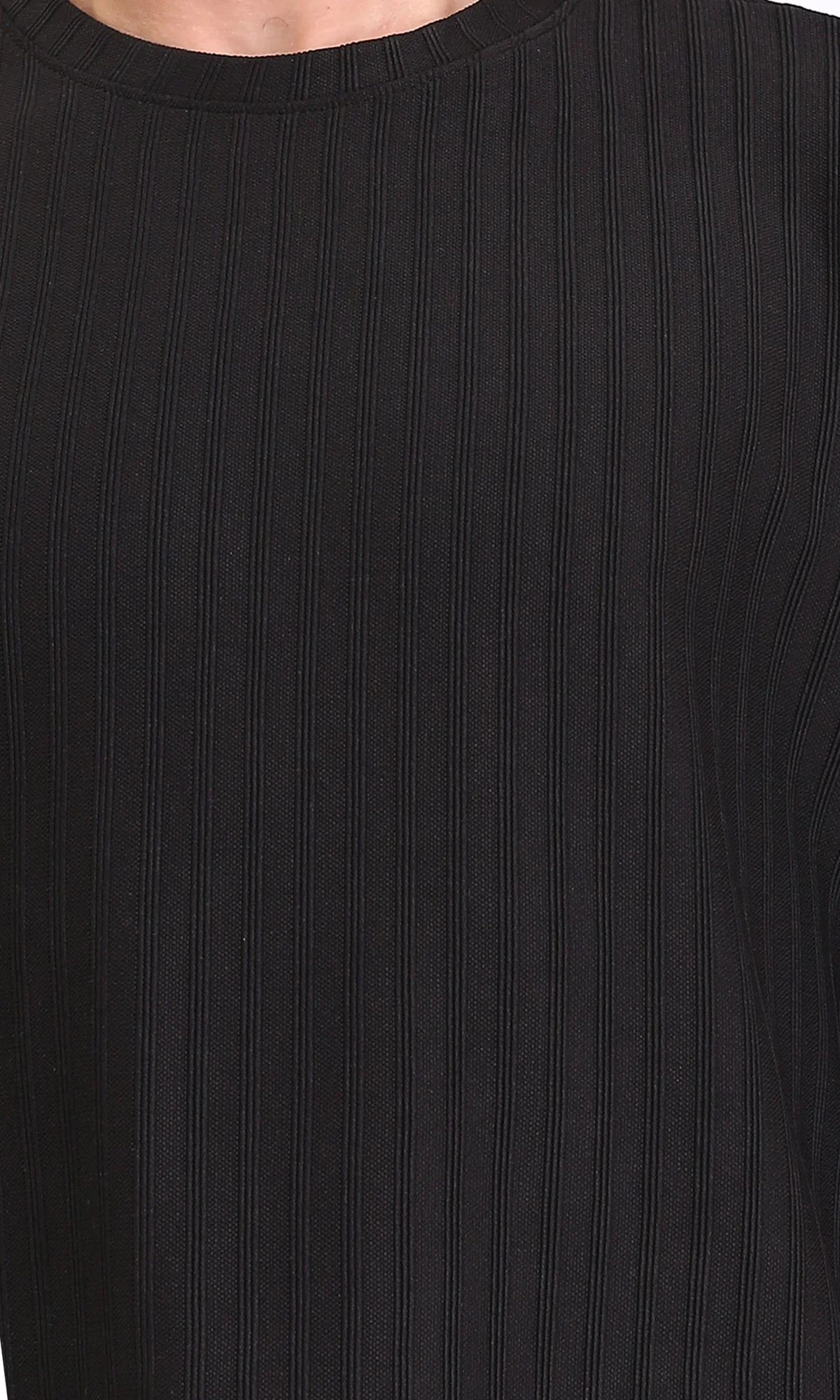 Ravin Men's Oversized Ribbed Cotton-Blend Tee in Jet Black - R212653 - Image 3