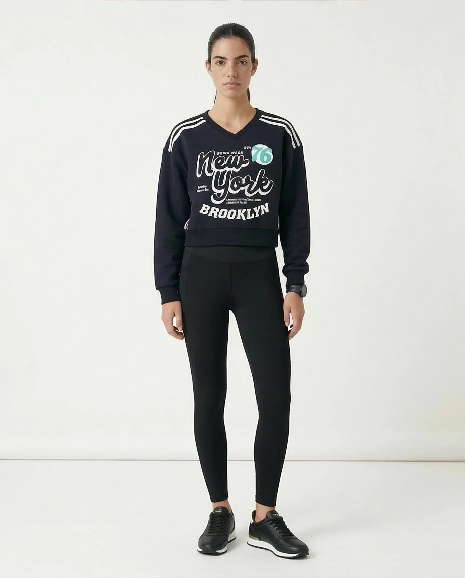 Ravin Women’s Sport Luxe Cropped Brooklyn Sweatshirt - Black – R212666 - Image 4