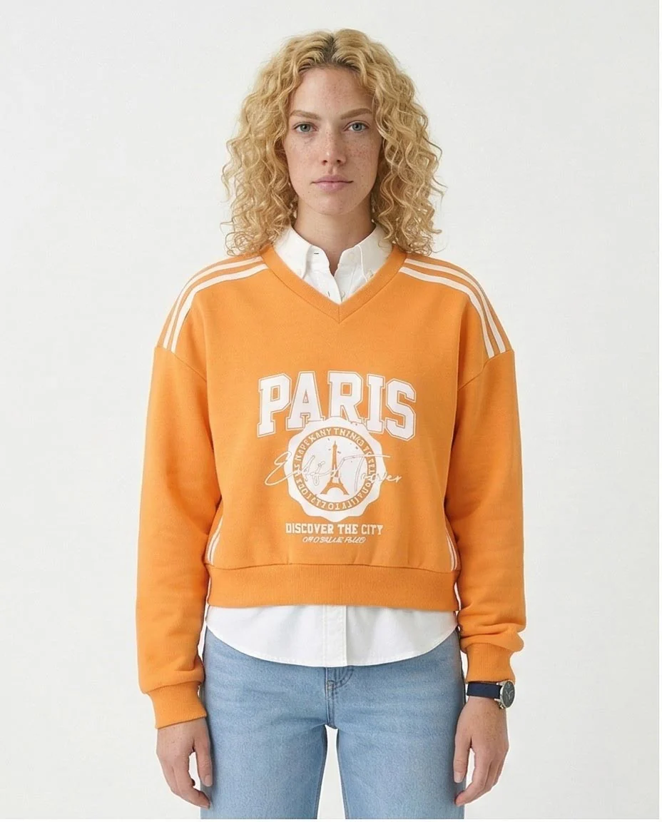 Ravin - "Paris" Sweatshirt with Lined Shoulders - Light Orange - R212668