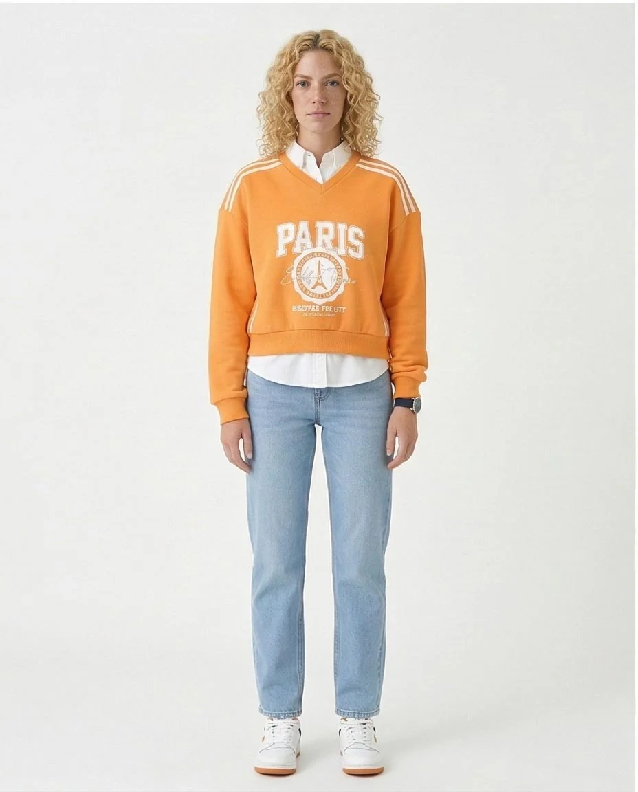 Ravin - "Paris" Sweatshirt with Lined Shoulders - Light Orange - R212668 - Image 3