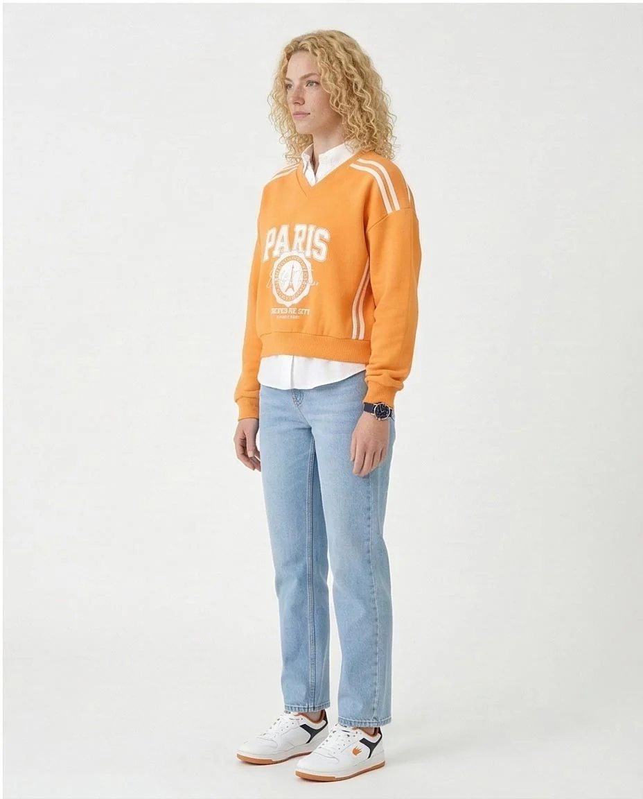 Ravin - "Paris" Sweatshirt with Lined Shoulders - Light Orange - R212668 - Image 4