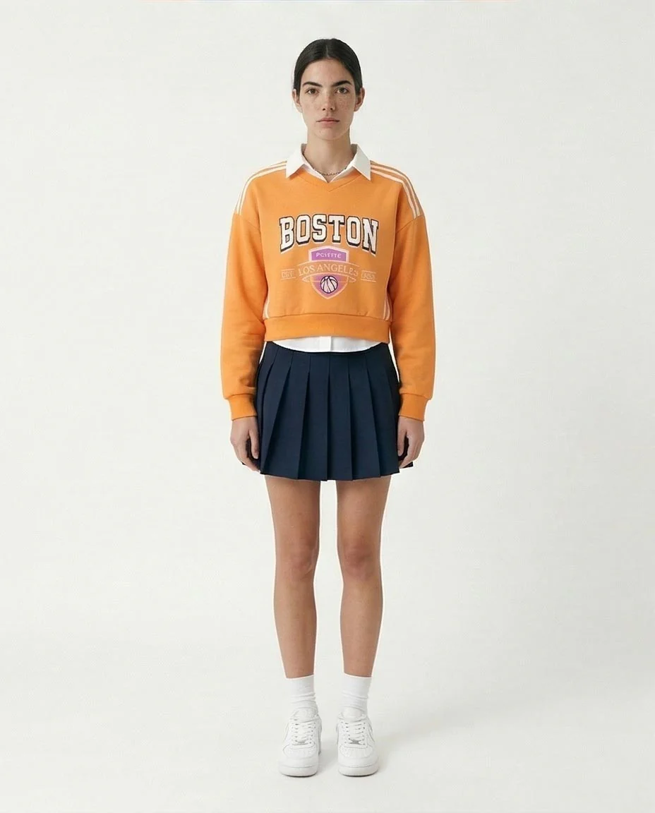 Ravin - "Boston" Short Sweatshirt with Hem - Light Orange -R212669 - Image 4