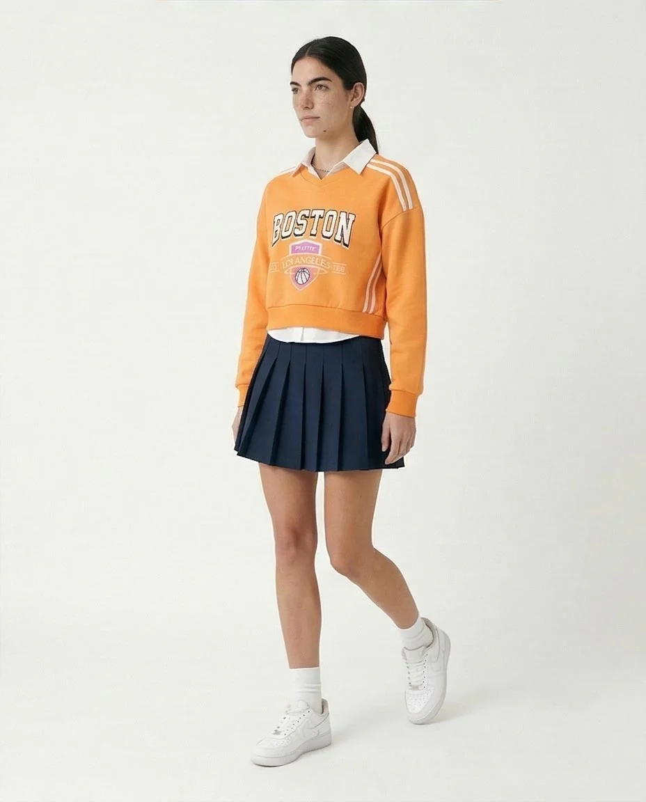Ravin - "Boston" Short Sweatshirt with Hem - Light Orange -R212669 - Image 5