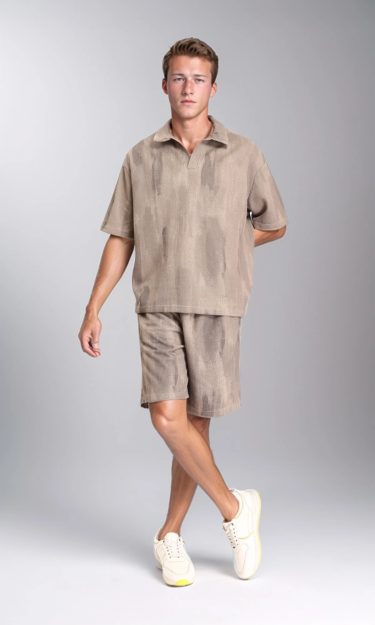 R212956 - Casual Slip On Drawstring Shorts - Coffee - Image 5