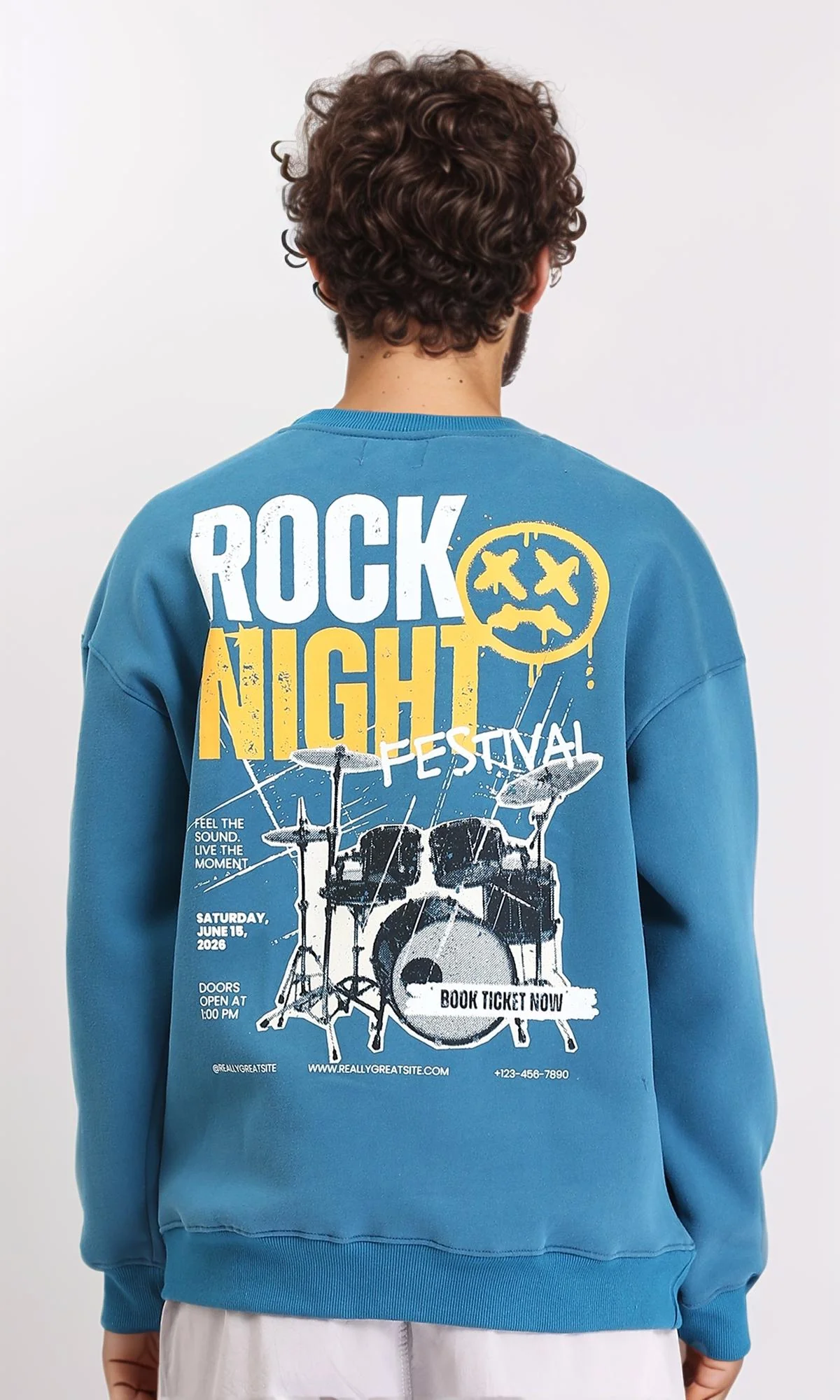 R213124 - Coziness Slip On Printed Sweatshirt - Dark Turquoise - Image 2