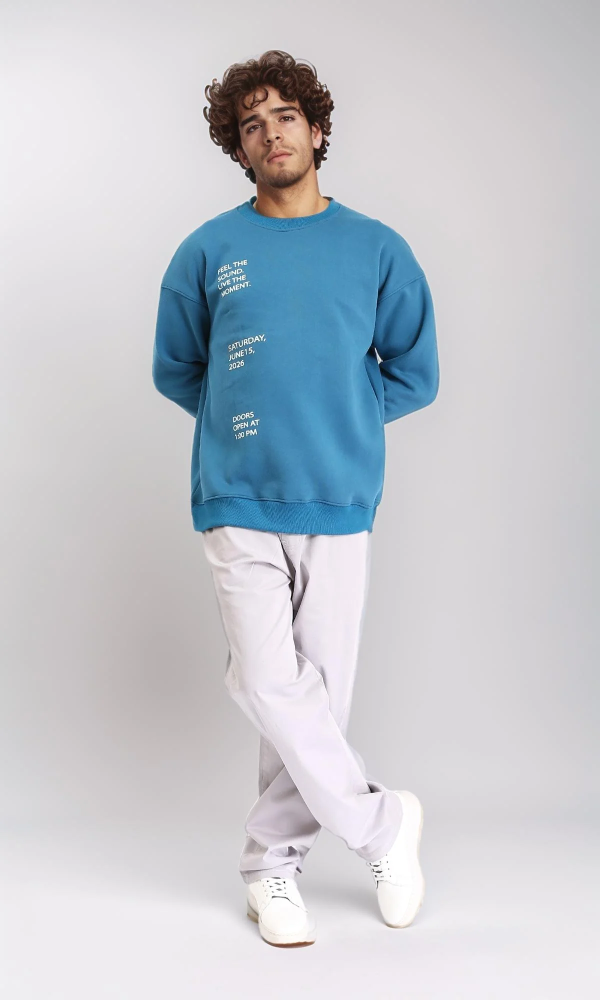 R213124 - Coziness Slip On Printed Sweatshirt - Dark Turquoise - Image 5