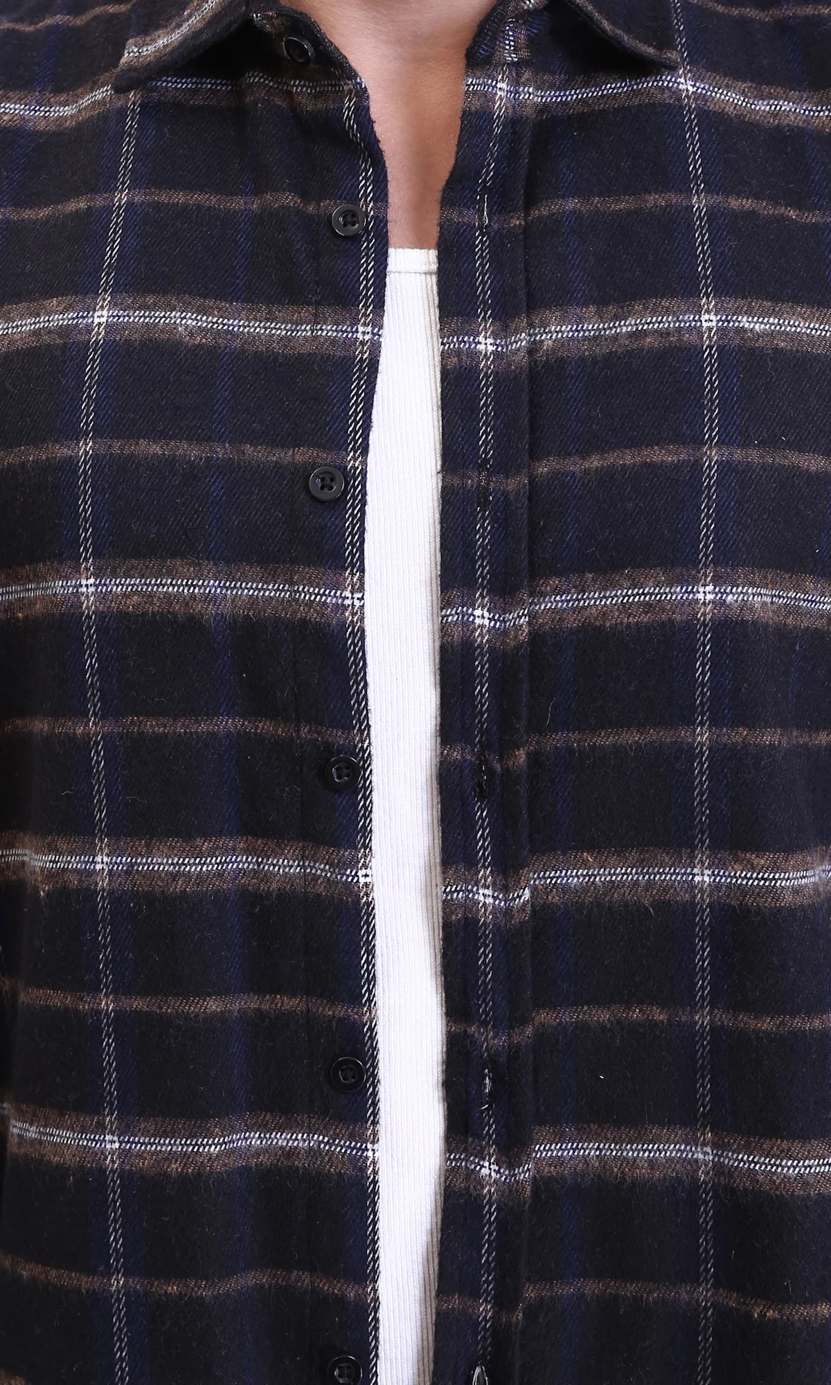 R213197 - Plaids Long Sleeves Winter Shirt - Navy Blue - Image 3