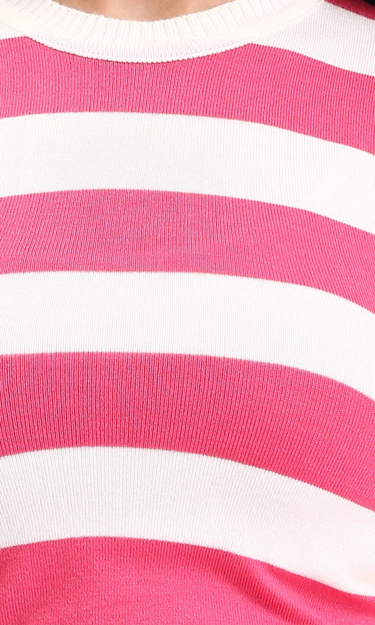 Ravin Women’s Pink & Off-White Striped Sleeveless Knit Top - R213233 - Image 3