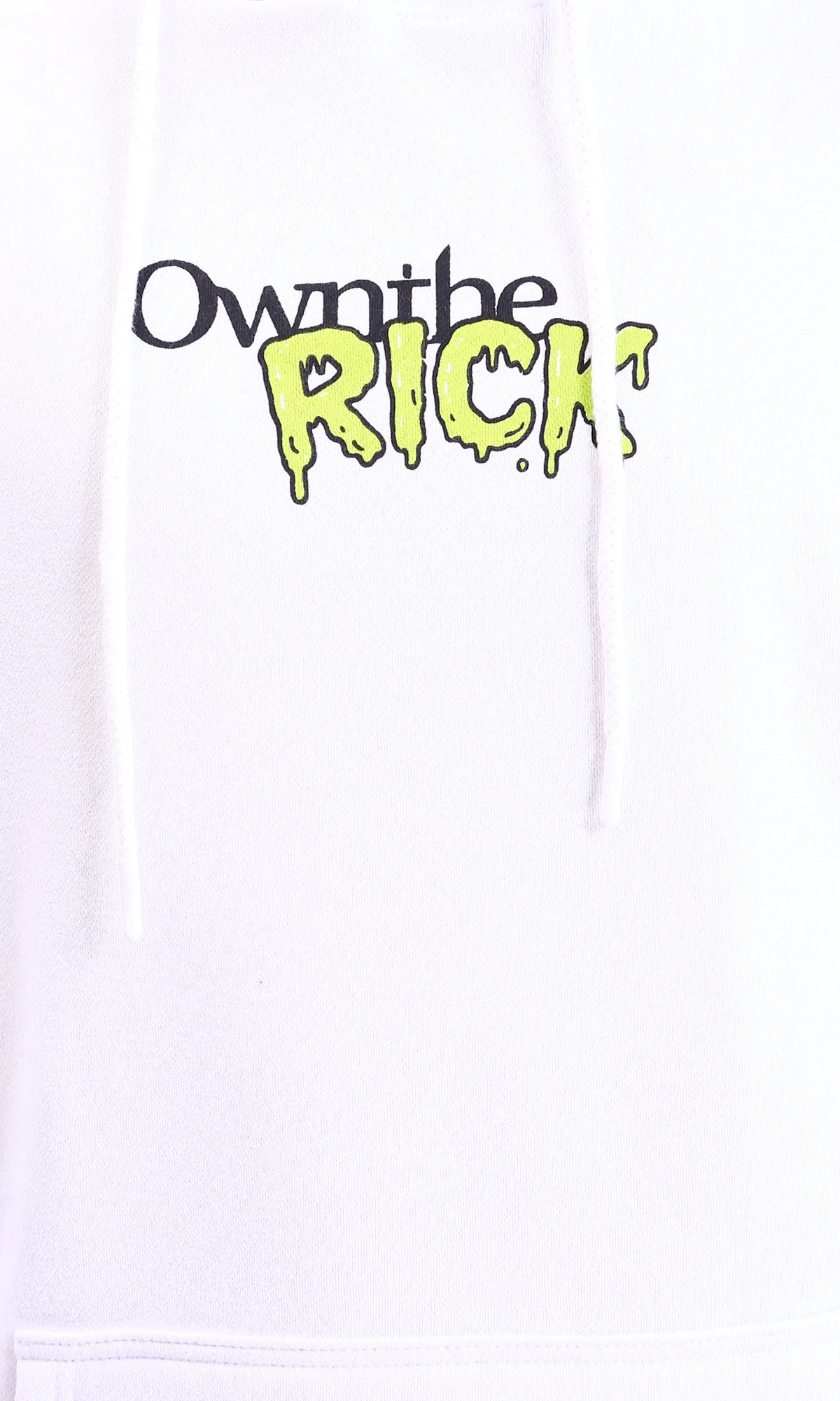 R213294 - Drawstring Hooded Neck Printed Hoodie - White - Image 3