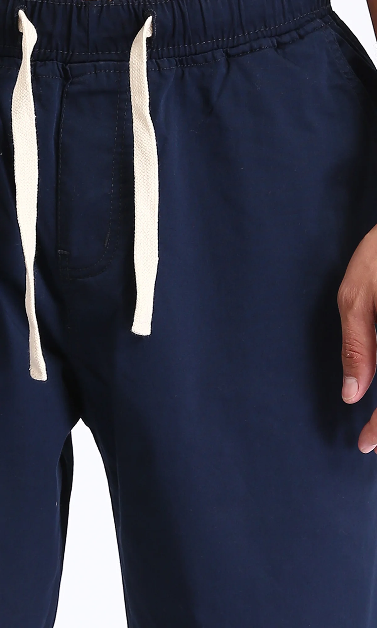 R213323 - Slip On Comfy Pants with Elastic Waist - Navy Blue - Image 3