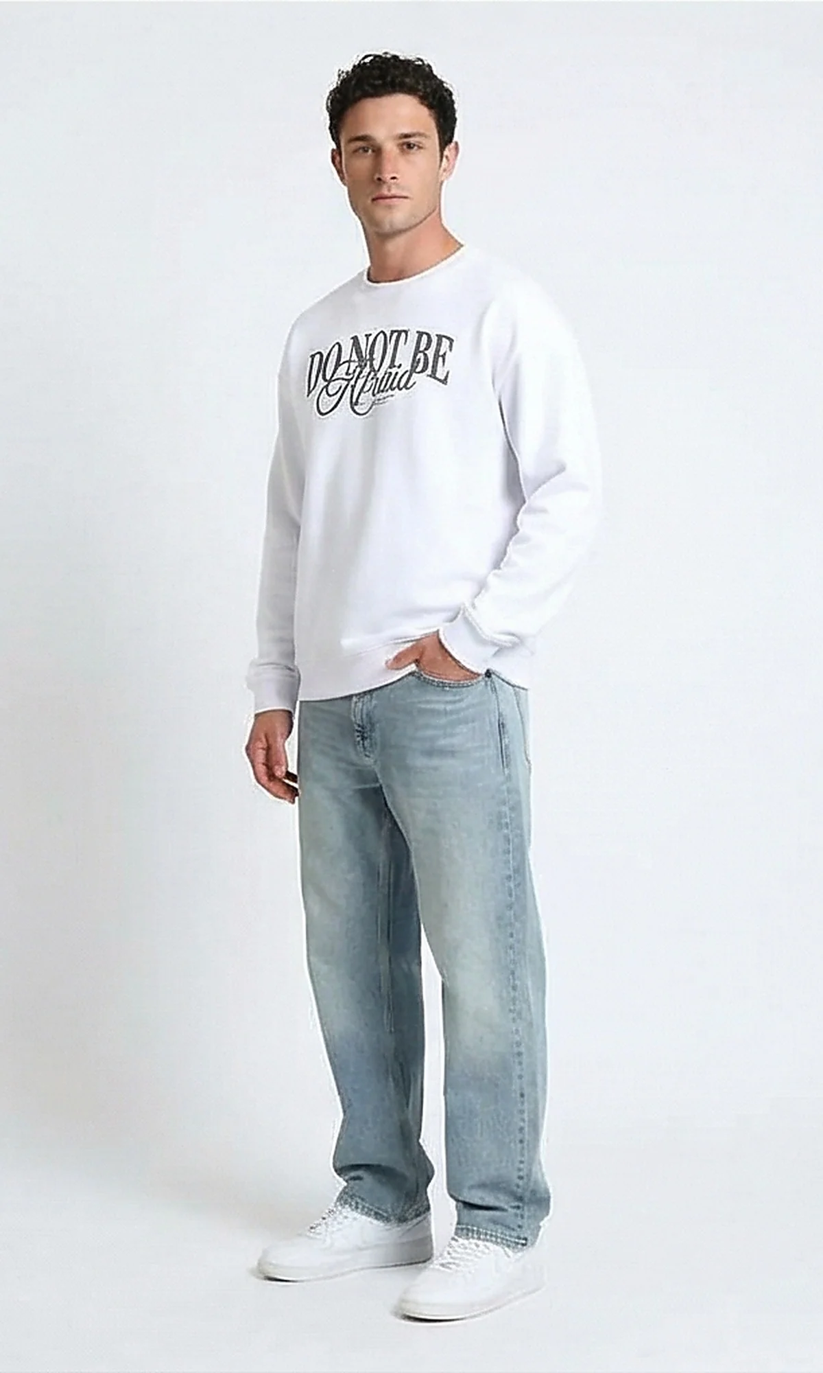 R213578 - Round Neck Printed Casual Sweatshirt - White - Image 5