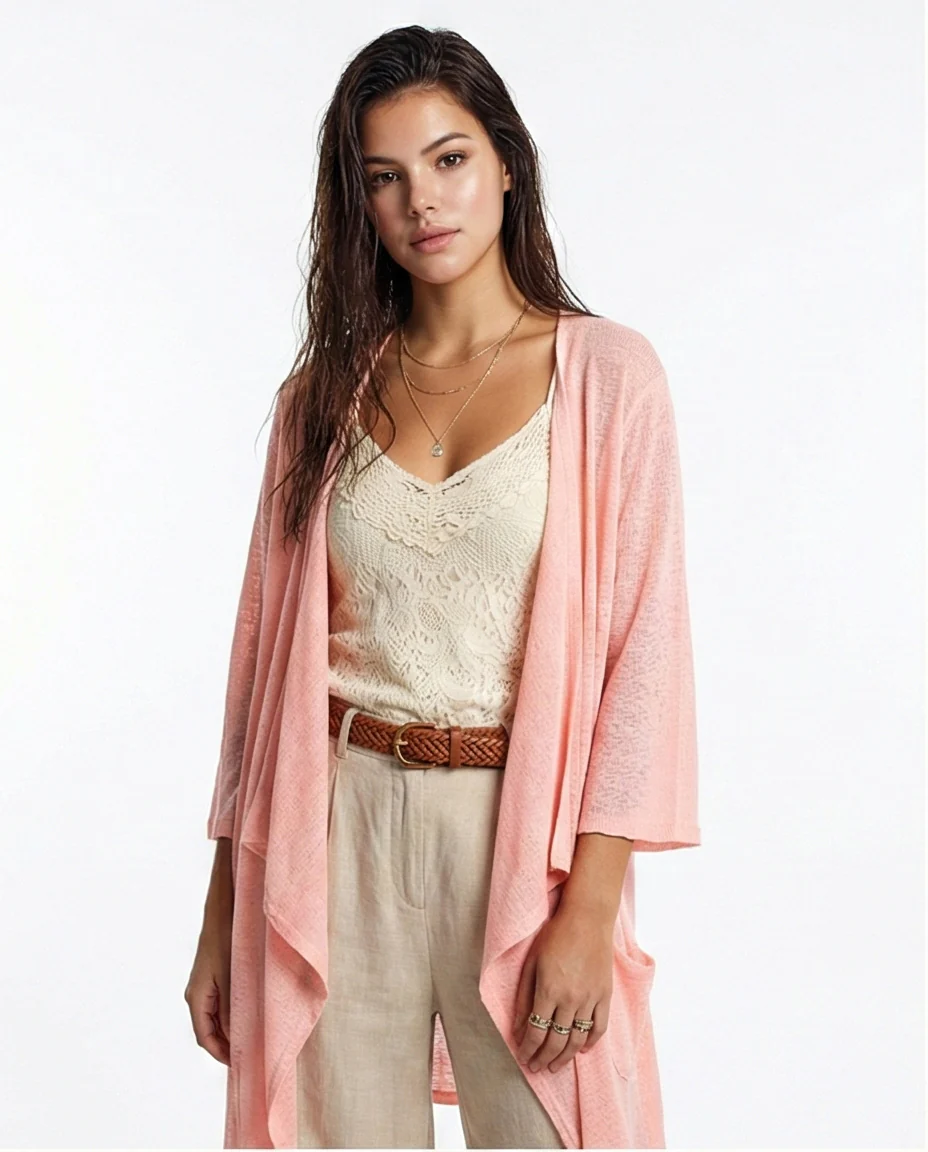 R213608 - Slip On Lightweight Asymmetric Cardigan - Simon - Image 3