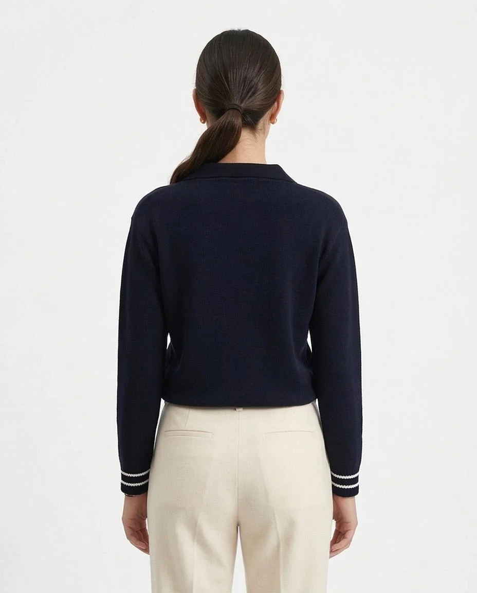Ravin Heritage Knit V-Neck with Contrast Ribbing - Black - R213615 - Image 2